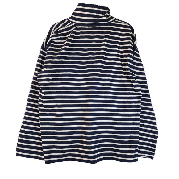 J. Crew Large Crew Neck Pullover Blue White Striped Long Sleeve Nautical Sweater - Picture 5 of 7